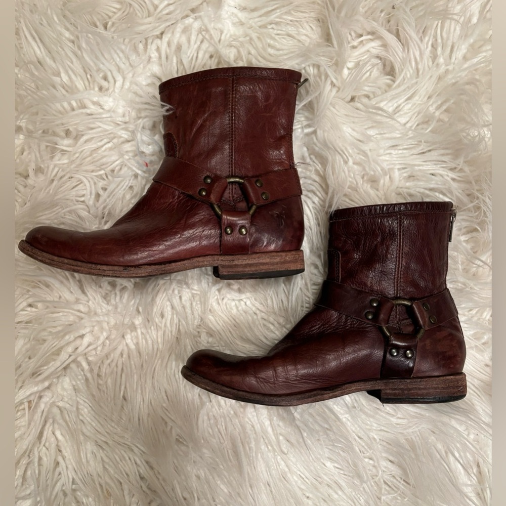 Frye Dark Brown Leather Ankle Booties - Picture 7 of 10